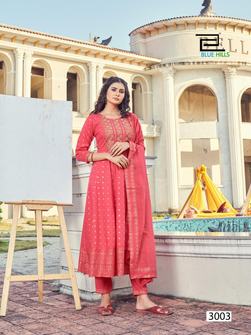 Blue Hills Maika Mage Hithe Vol 3 Rayon Fancy Stylish Festive Wear Kurtis With Set Of Bottom & Dupatta