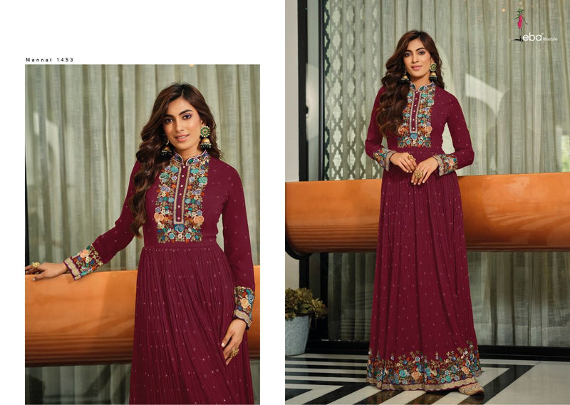 Eba Lifestyle Mannat Georgette With Heavy Embroidery Work Stylish Designer Casual Wear Long Kurti