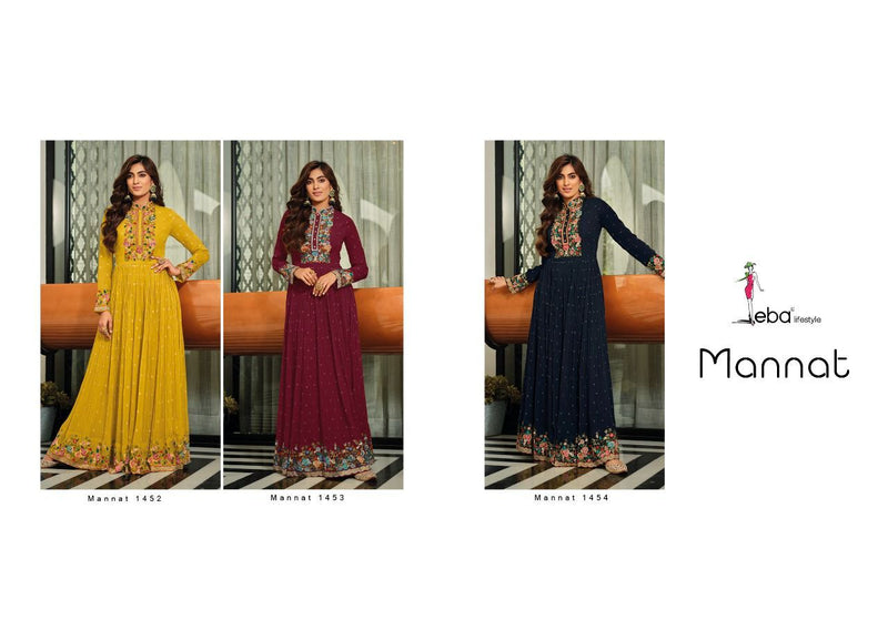 Eba Lifestyle Mannat Georgette With Heavy Embroidery Work Stylish Designer Casual Wear Long Kurti