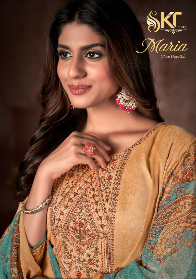 SKT Suits Maria Jam Cotton Party Wear Salwar Suits With Beautiful Digital Print & Embroidery Work