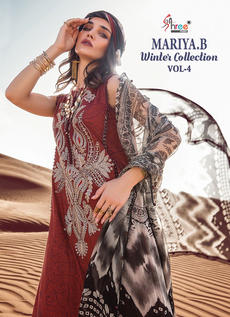 Shree Fabs Maria B Winter Collection Vol 4 Pashmina With Heavy Embroidery Work Stylish Designer Salwar Kameez