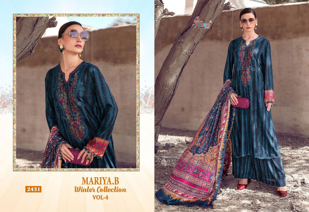 Shree Fabs Maria B Winter Collection Vol 4 Pashmina With Heavy Embroidery Work Stylish Designer Salwar Kameez