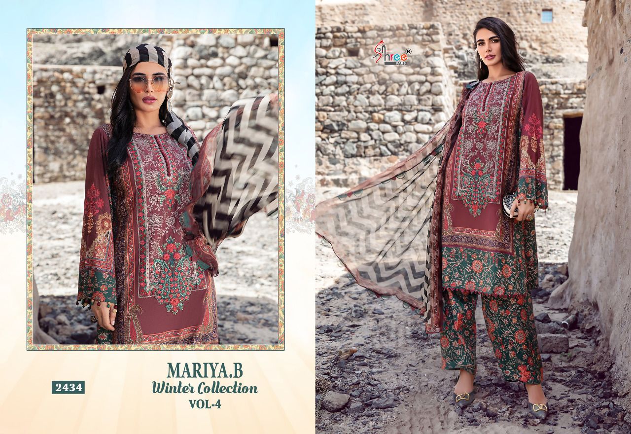 Shree Fabs Maria B Winter Collection Vol 4 Pashmina With Heavy Embroidery Work Stylish Designer Salwar Kameez