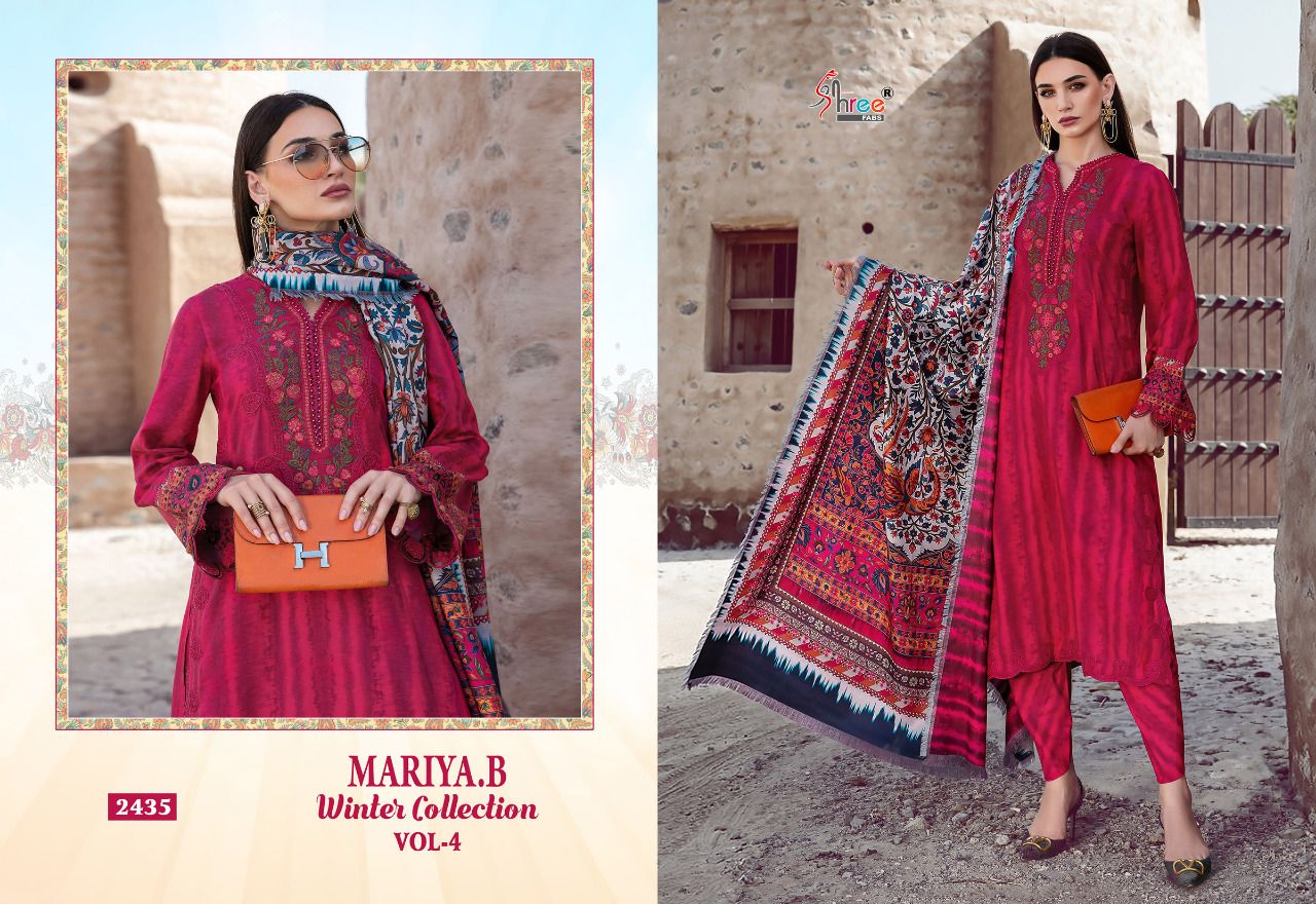 Shree Fabs Maria B Winter Collection Vol 4 Pashmina With Heavy Embroidery Work Stylish Designer Salwar Kameez