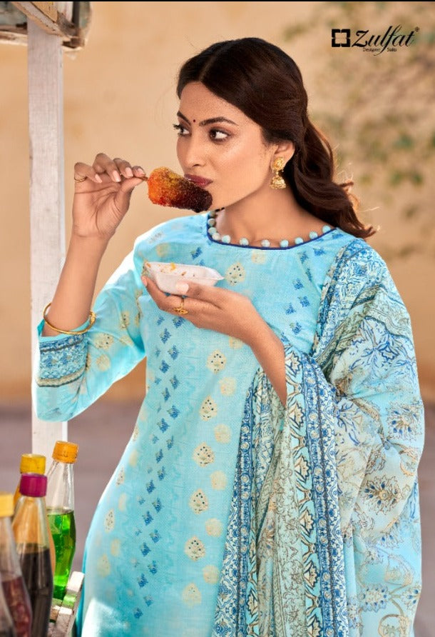 Zulfat Designer Suits Mariam Cotton Printed Festive Wear Salwar Suits