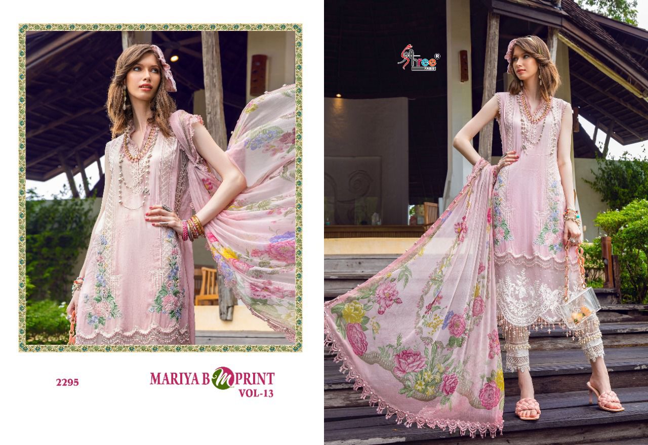 Shree Fabs Mariya B M Print Vol 13 Cotton Embroidered Pakistani Style Party Wear Salwar Suits