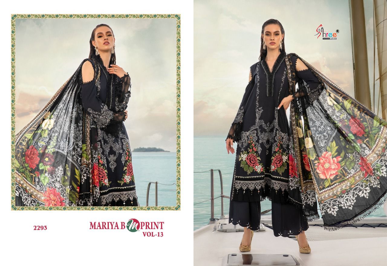 Shree Fabs Mariya B M Print Vol 13 Cotton Embroidered Pakistani Style Party Wear Salwar Suits