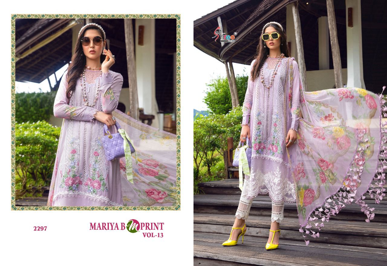 Shree Fabs Mariya B M Print Vol 13 Cotton Embroidered Pakistani Style Party Wear Salwar Suits