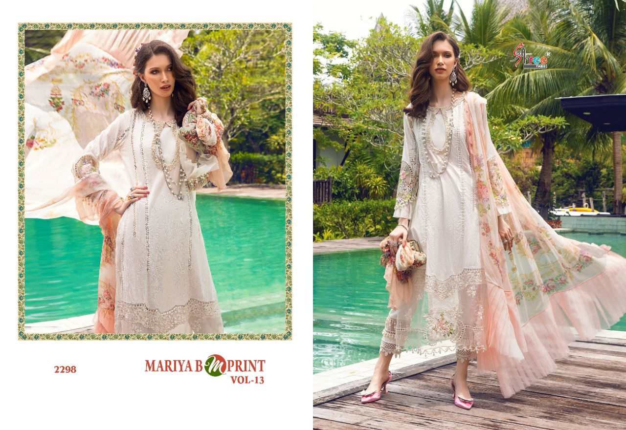 Shree Fabs Mariya B M Print Vol 13 Cotton Embroidered Pakistani Style Party Wear Salwar Suits