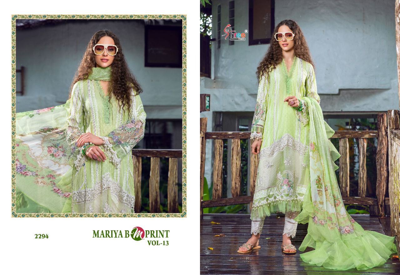 Shree Fabs Mariya B M Print Vol 13 Cotton Embroidered Pakistani Style Party Wear Salwar Suits