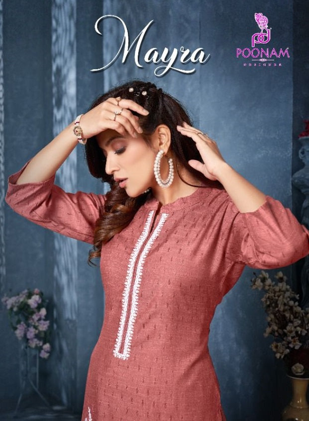 Poonam Designer Mayra Rayon Formal Fancy Casual  Wear Kurtis