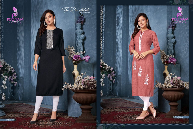 Poonam Designer Mayra Rayon Formal Fancy Casual  Wear Kurtis