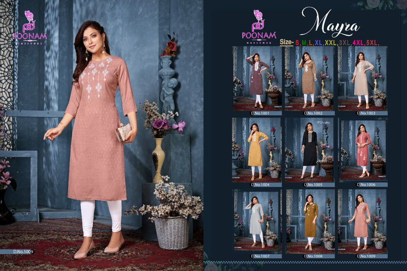 Poonam Designer Mayra Rayon Formal Fancy Casual  Wear Kurtis