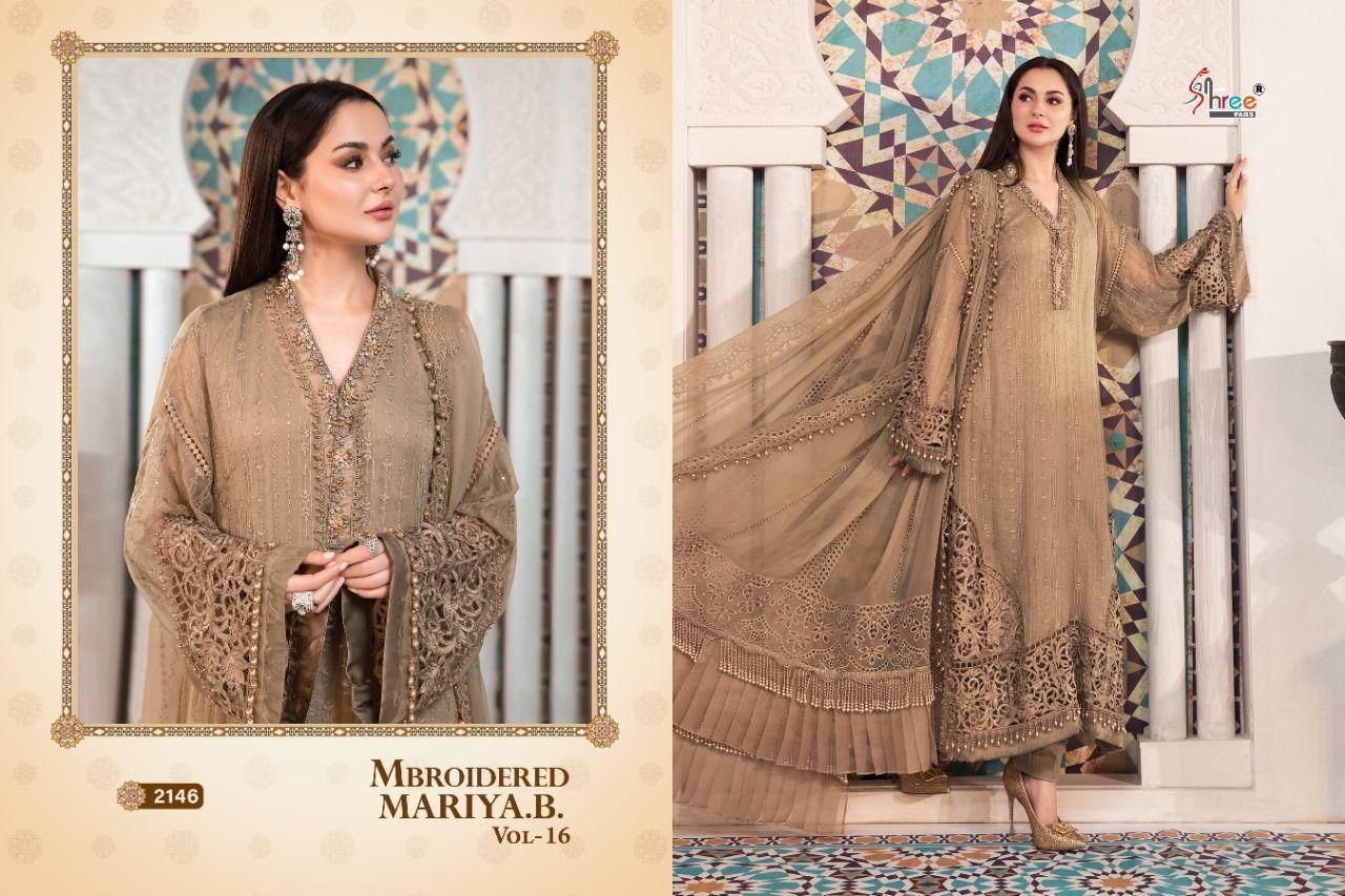 Shree Fabs Embroidered Maria B Vol 16 Fox Georgette Heavy Designer Pakistani Style Wedding Wear Salwar Suits