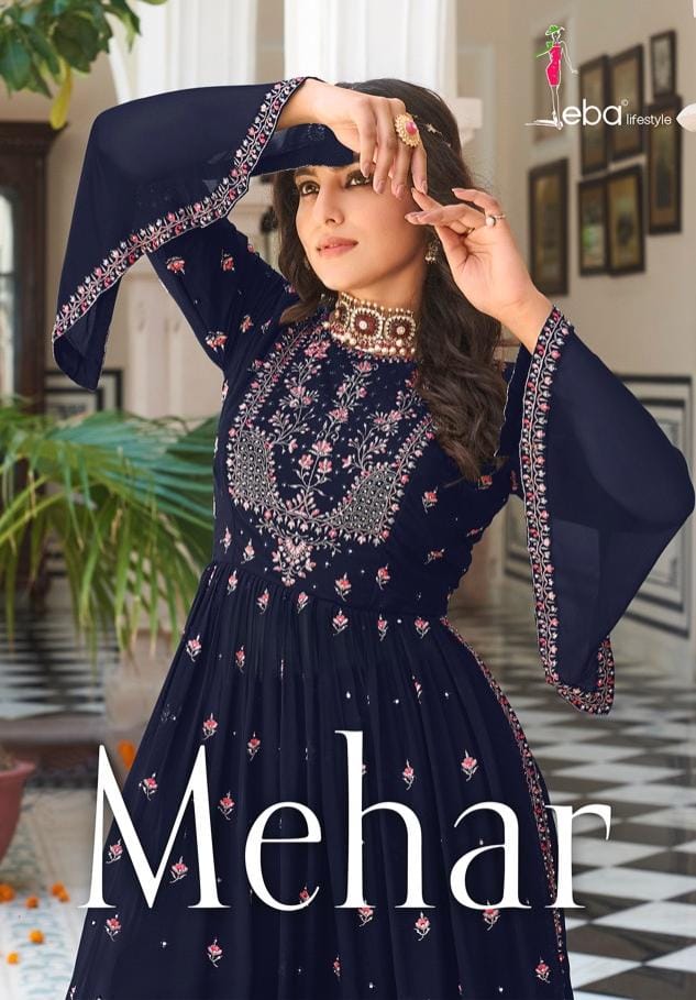 Eba Lifestyle Mehar Vol 1 Georgette With Beautiful Heavy Embroidery Work Stylish Designer Fancy Kurti