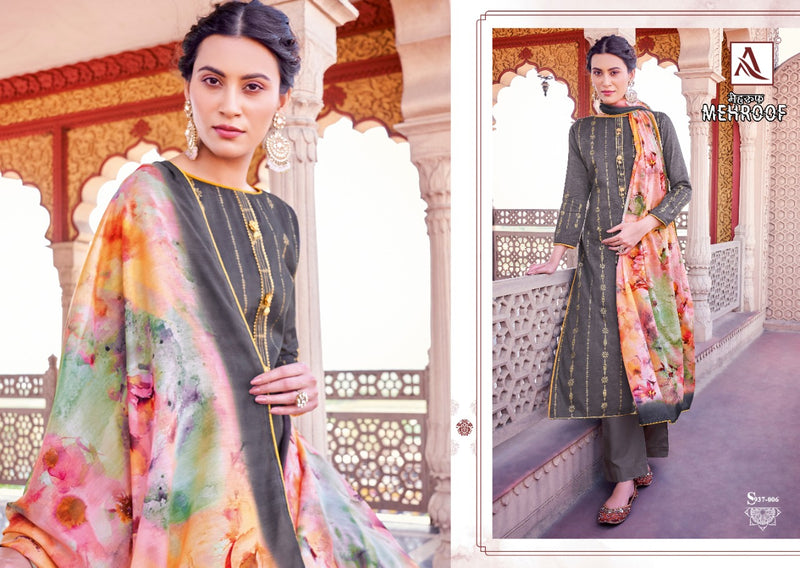 Alok Suits Mehroof Jam Cotton Designer Party Wear Salwar Suits With Foil Prints