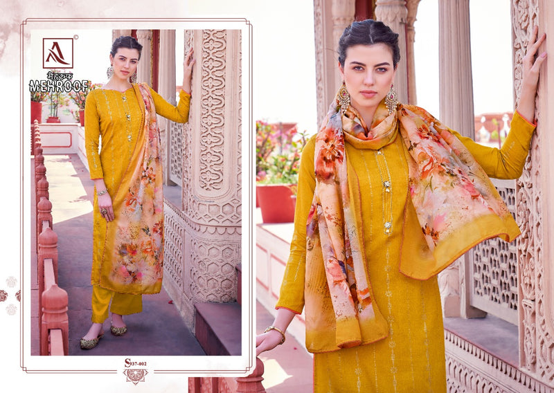 Alok Suits Mehroof Jam Cotton Designer Party Wear Salwar Suits With Foil Prints