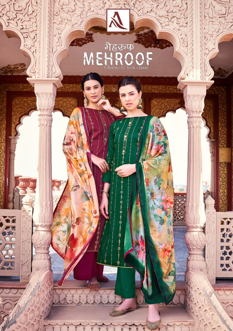 Alok Suits Mehroof Jam Cotton Designer Party Wear Salwar Suits With Foil Prints