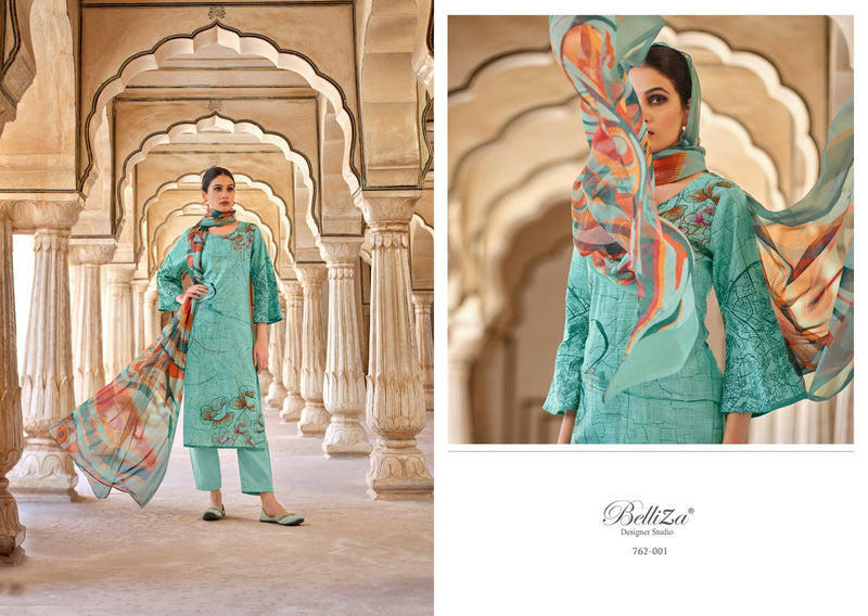 Belliza Designer Studio Meraki Pure Linen Cotton Printed Designer Salwar Suit