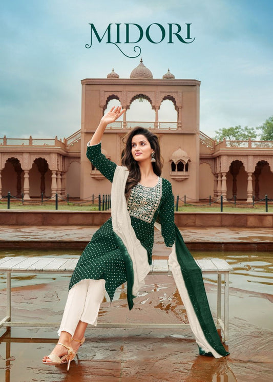 Kapil Midori Fancy Rim Zim Buti With Heavy Embroidery Work stylish Designer Festive Wear Attractive Look Kurti