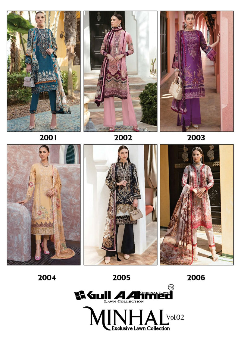 Gull Aahmed Minhal Exclusive Lawn Collection Vol 2 Lawn Cotton Printed Designer Salwar Kameez