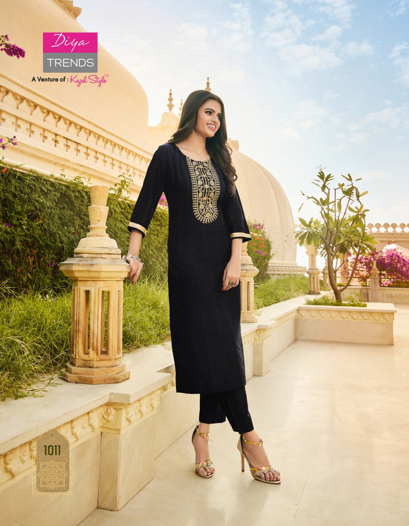 Diya Trendz Mintra Vol 1 Rayon With Heavy Embroidery Work Stylish Designer Casual Look Fancy Kurti