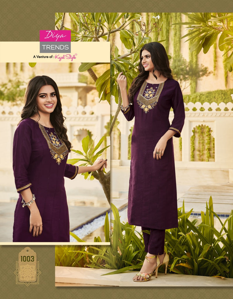 Diya Trendz Mintra Vol 1 Rayon With Heavy Embroidery Work Stylish Designer Casual Look Fancy Kurti