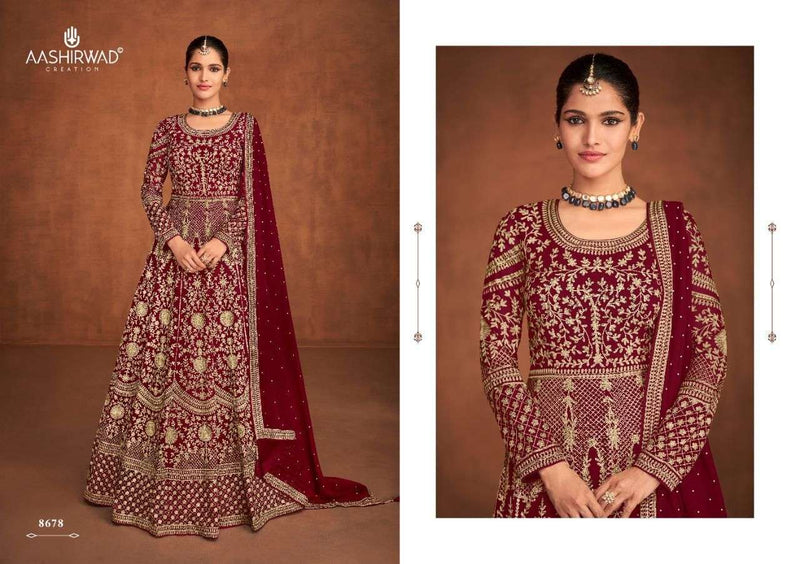 Aashirwad Creation Mirza Dno 8678 Georgette Stylish Designer Wedding Wear Salwar Suit