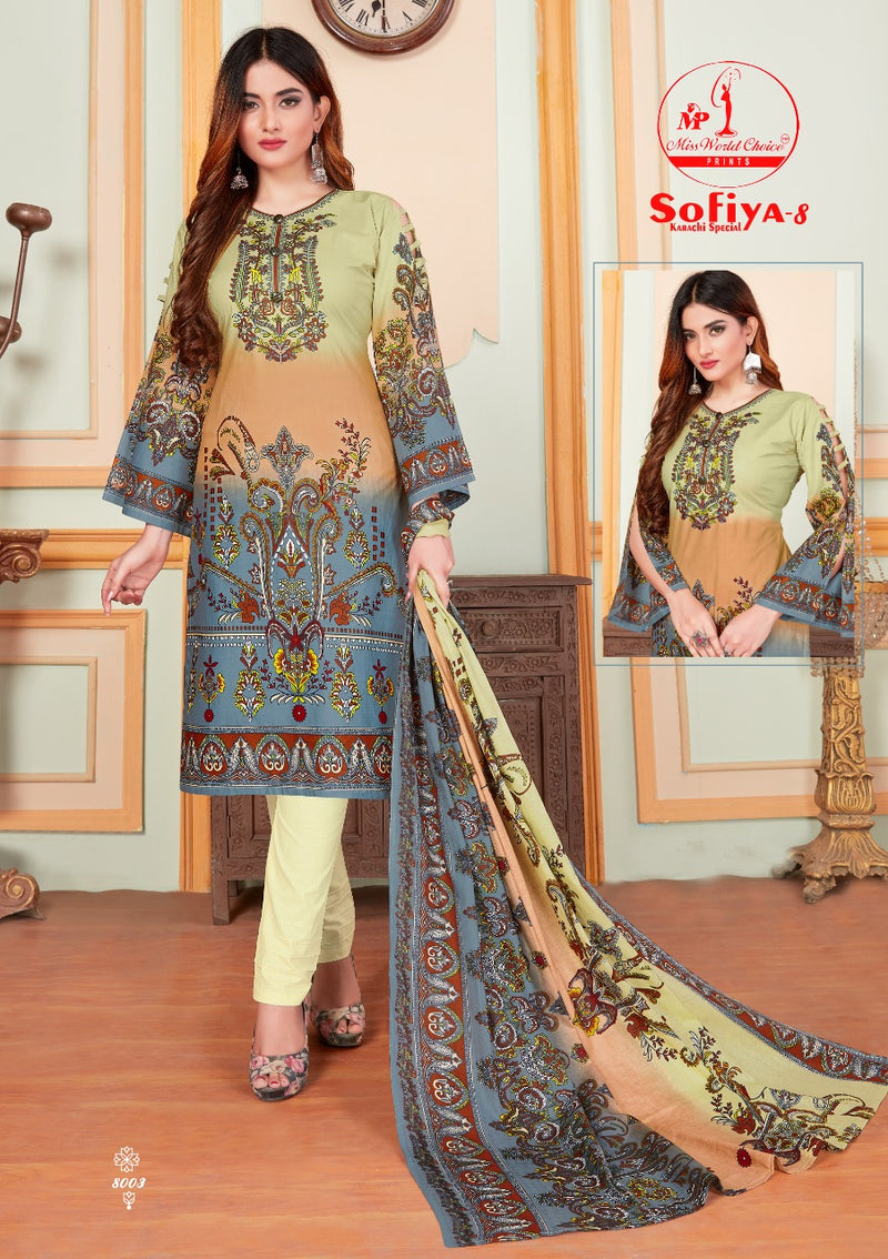 Miss World Choice Sofiya Vol 8 Pure Karachi Cotton Fancy Printed Party Wear Salwar Suits