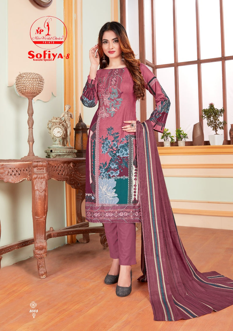 Miss World Choice Sofiya Vol 8 Pure Karachi Cotton Fancy Printed Party Wear Salwar Suits