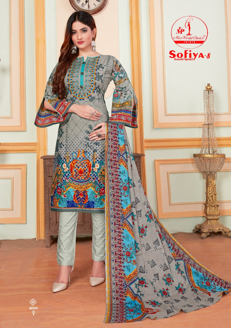 Miss World Choice Sofiya Vol 8 Pure Karachi Cotton Fancy Printed Party Wear Salwar Suits