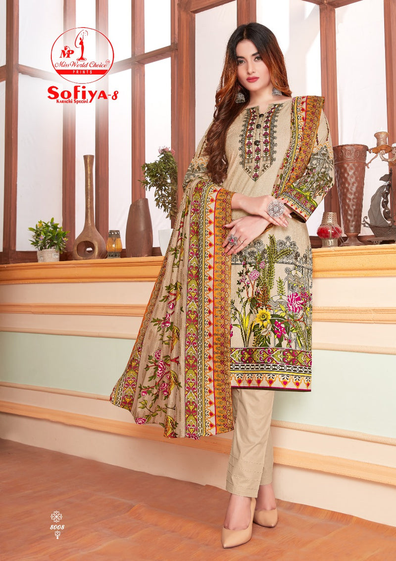 Miss World Choice Sofiya Vol 8 Pure Karachi Cotton Fancy Printed Party Wear Salwar Suits