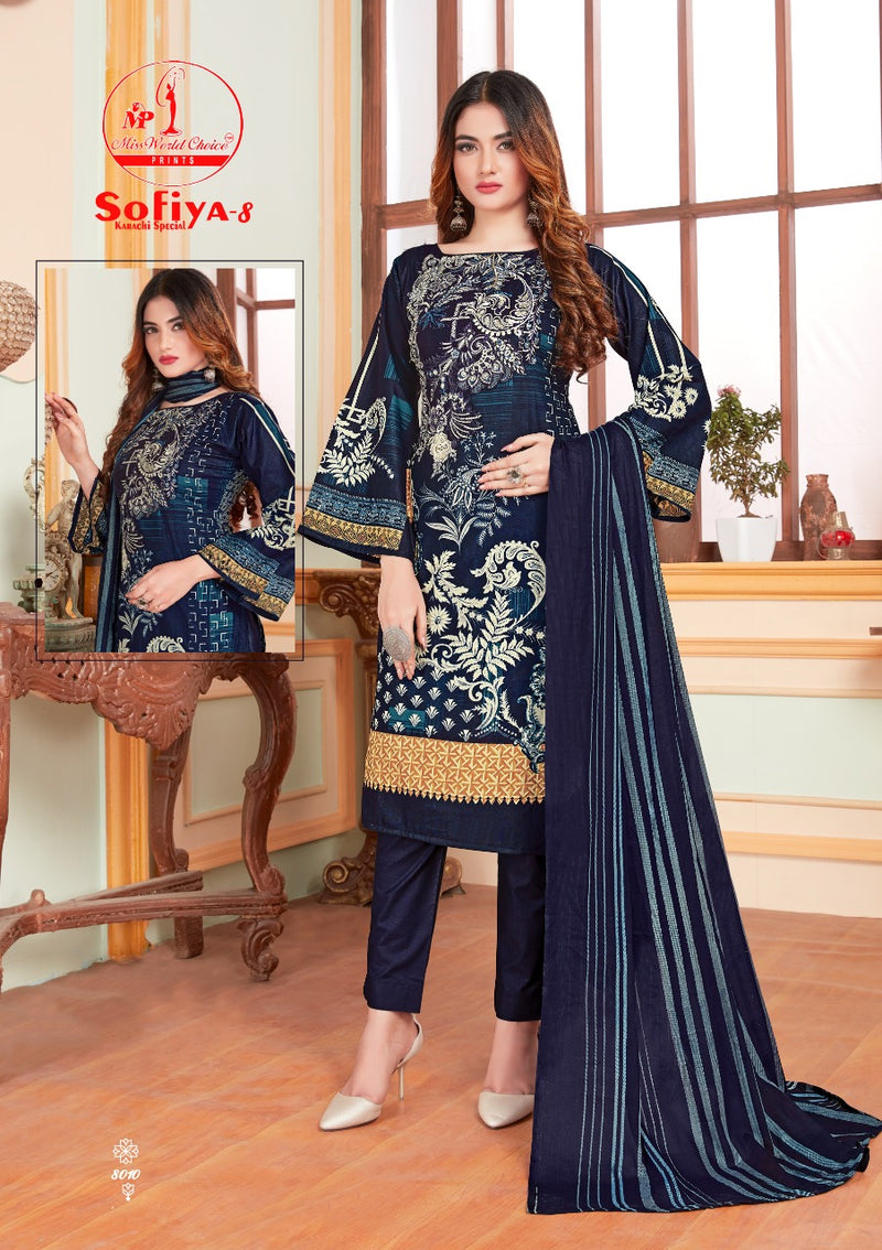 Miss World Choice Sofiya Vol 8 Pure Karachi Cotton Fancy Printed Party Wear Salwar Suits