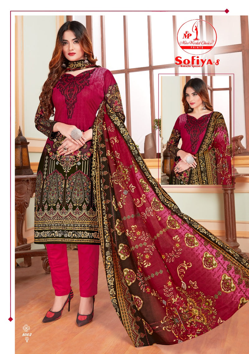 Miss World Choice Sofiya Vol 8 Pure Karachi Cotton Fancy Printed Party Wear Salwar Suits