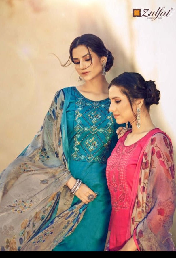 Zulfat Designer Suits Mohak Jam Cotton Designer Stylish Festive Wear Salwar Suits