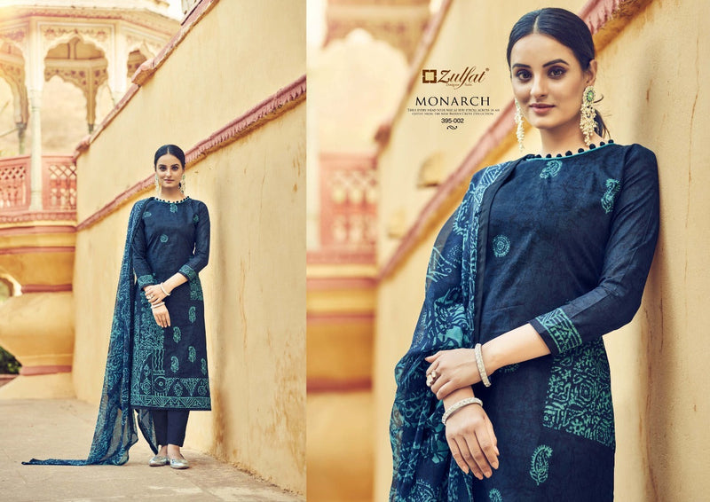 Zulfat Designer Suits Monarch Cotton Fancy Festive Wear Salwar Suits