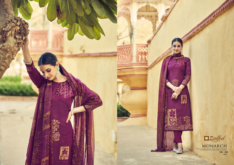 Zulfat Designer Suits Monarch Cotton Fancy Festive Wear Salwar Suits