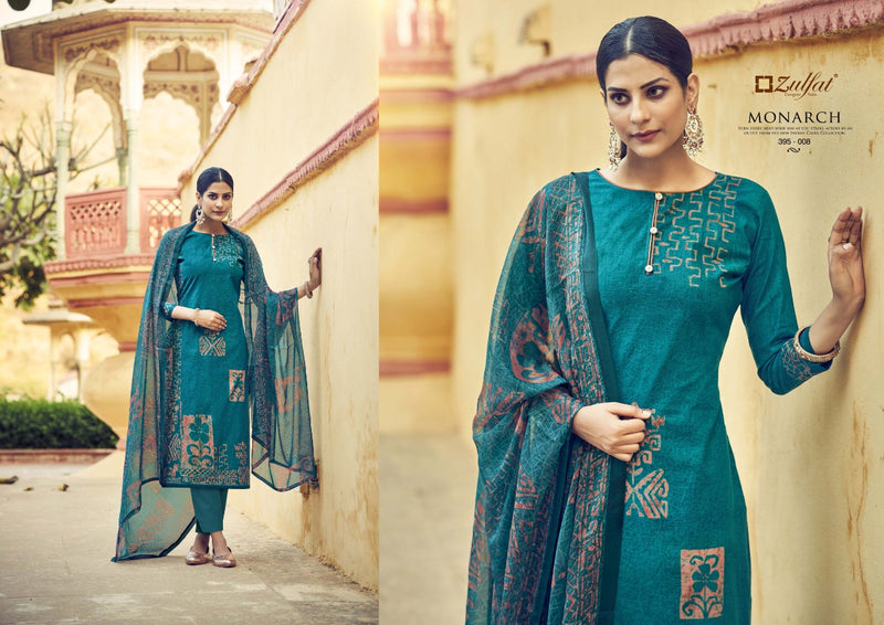 Zulfat Designer Suits Monarch Cotton Fancy Festive Wear Salwar Suits