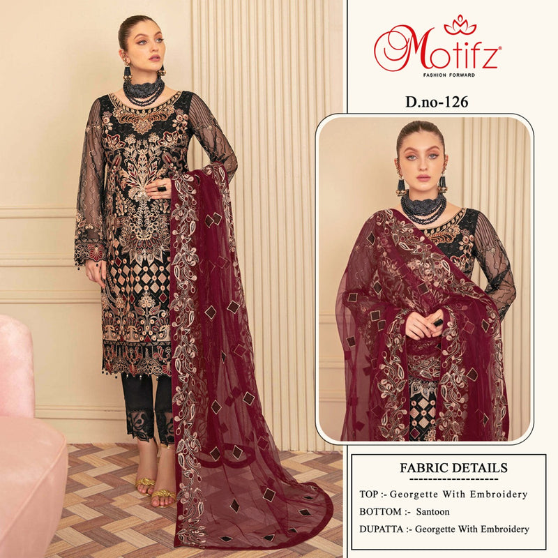 Motifz Dno 126  Georgette With Beautiful Heavy Embroidery Work Stylish Designer Party Wear Salwar Kameez