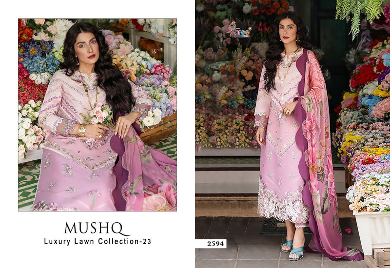 Shree Fabs Mushq Luxury Lawn Collection 2023 Pure Cotton Heavy Self Embroidery Pakistani Salwar Suit