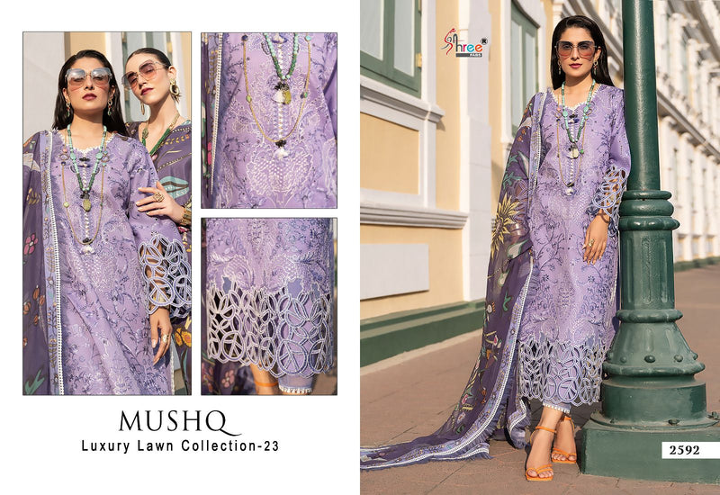 Shree Fabs Mushq Luxury Lawn Collection 2023 Pure Cotton Heavy Self Embroidery Pakistani Salwar Suit