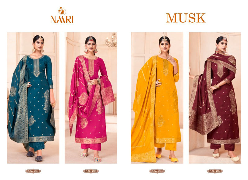 Naari Musk Jacquard With Beautiful Work Stylish Designer Festive Wear Attractive Look Salwar Kameez