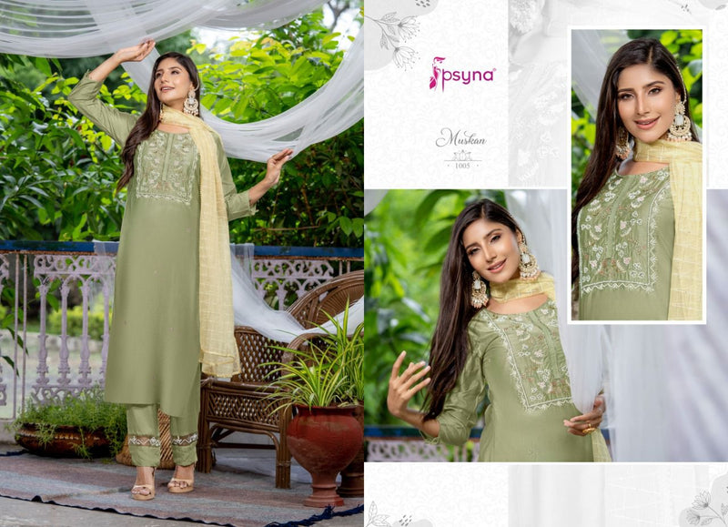 Psyna Muskan Chanderi With Hand Work Stylish Designer Casual Look Festive Wear Kurti