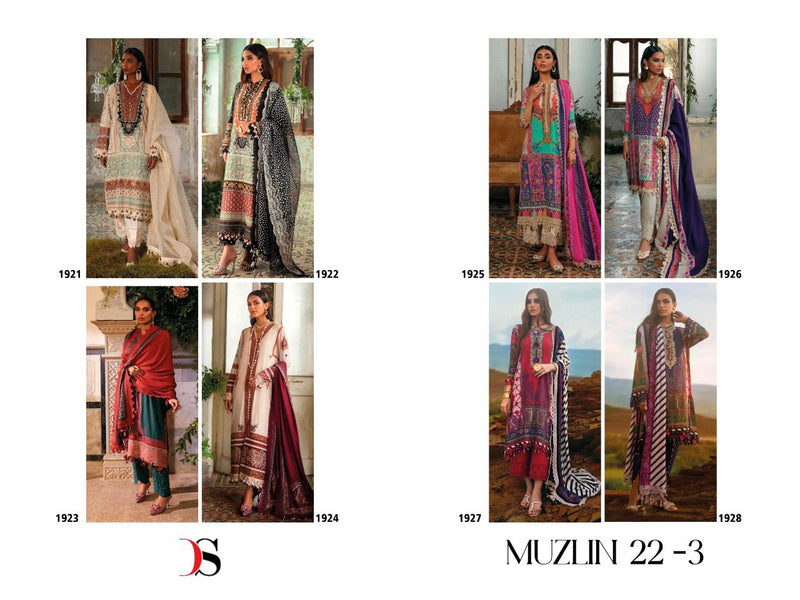 Deepsy Suit Muzlin 22 Vol 3 Pure Cotton With Heavy Embroidery Work Stylish Designer Pakistani Salwar Kameez