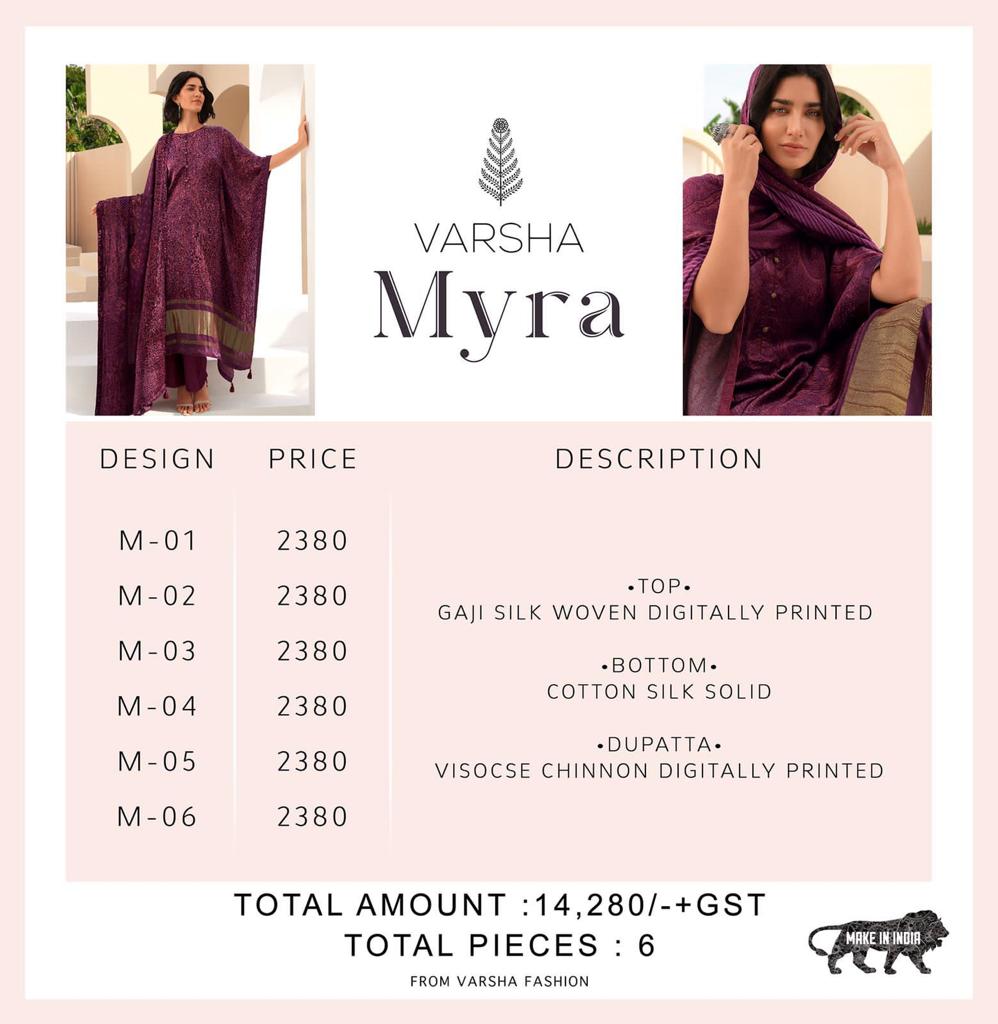 Varsha Myra Silk With Fancy Work Stylish Designer Attractive Look Fancy Salwar Suit