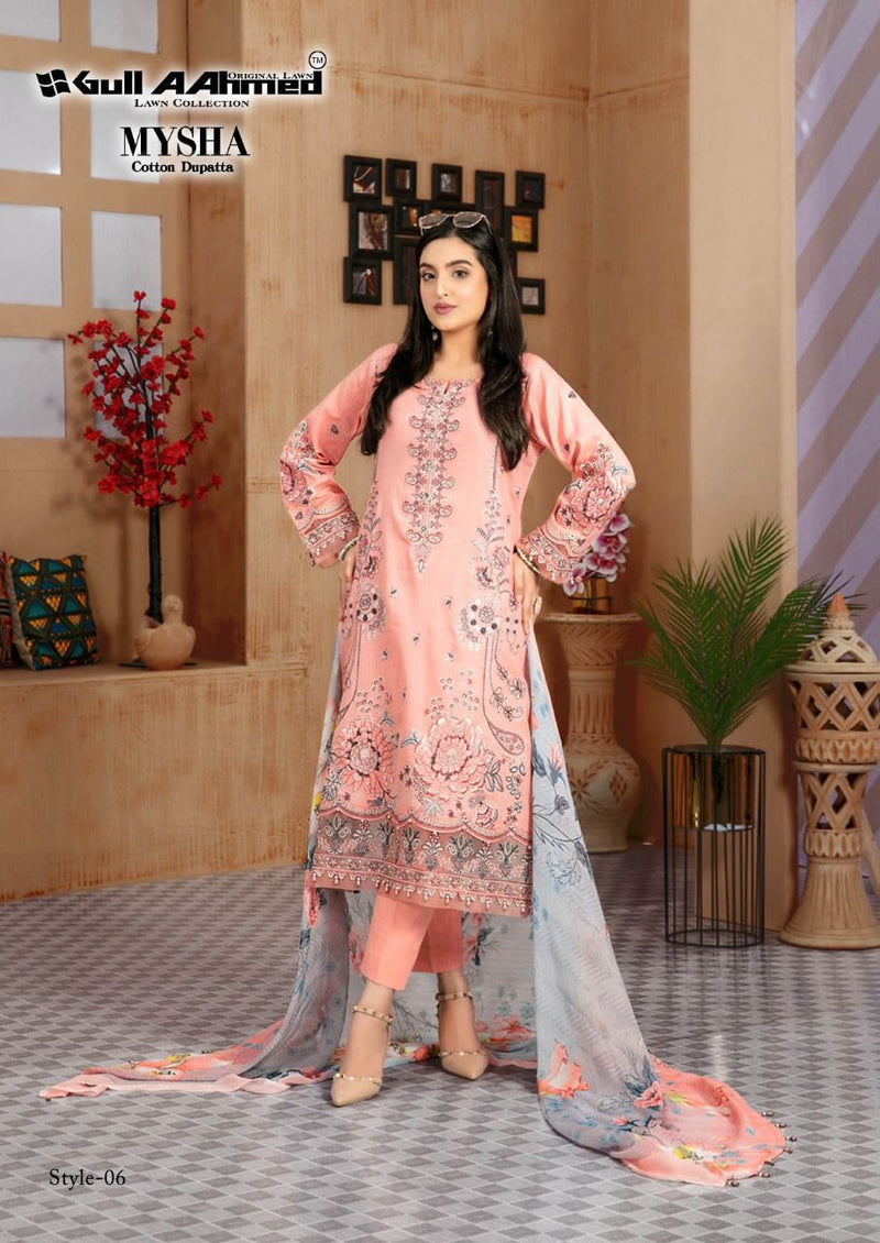 Gull Aahmed Mysha Lawn Cotton With Heavy Embroidery Work Stylish Designer Pakistani Salwar Kameez