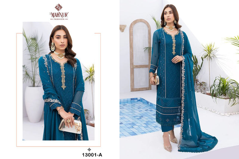 Mahnur Vol 13 Heavy Georgette Fancy Embroidered Work Pakistani Salwar Suit