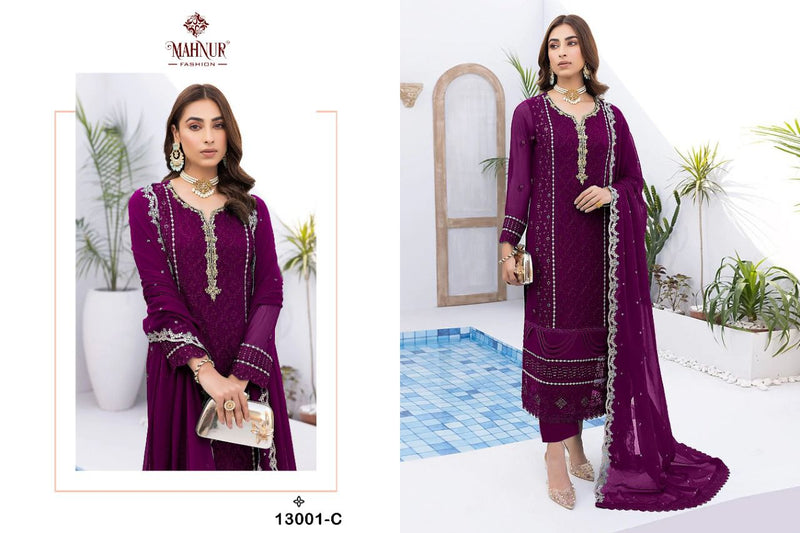 Mahnur Vol 13 Heavy Georgette Fancy Embroidered Work Pakistani Salwar Suit