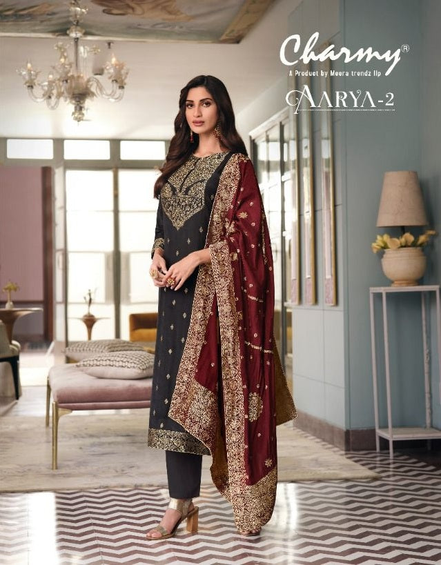 Meera Trendz Charmy Aarya Vol 2 Cream Silk Weaving Jacquard Designer Salwar Suit