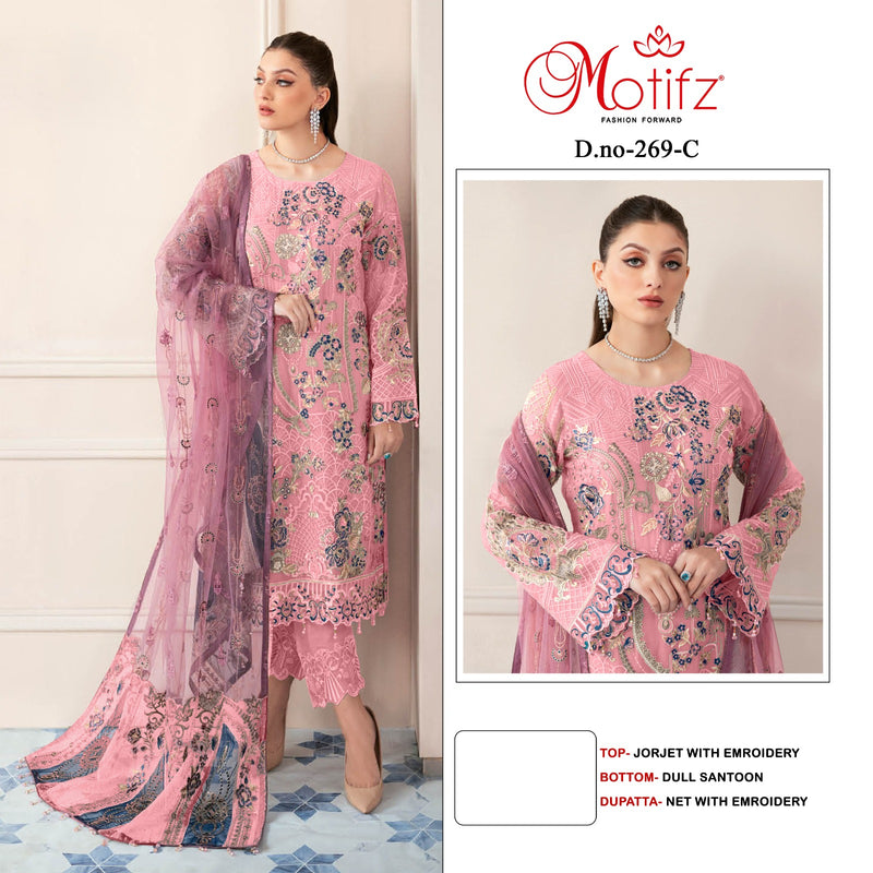 Motifz Dno 269 Georgette With Embrodered Work Pakistani Suit